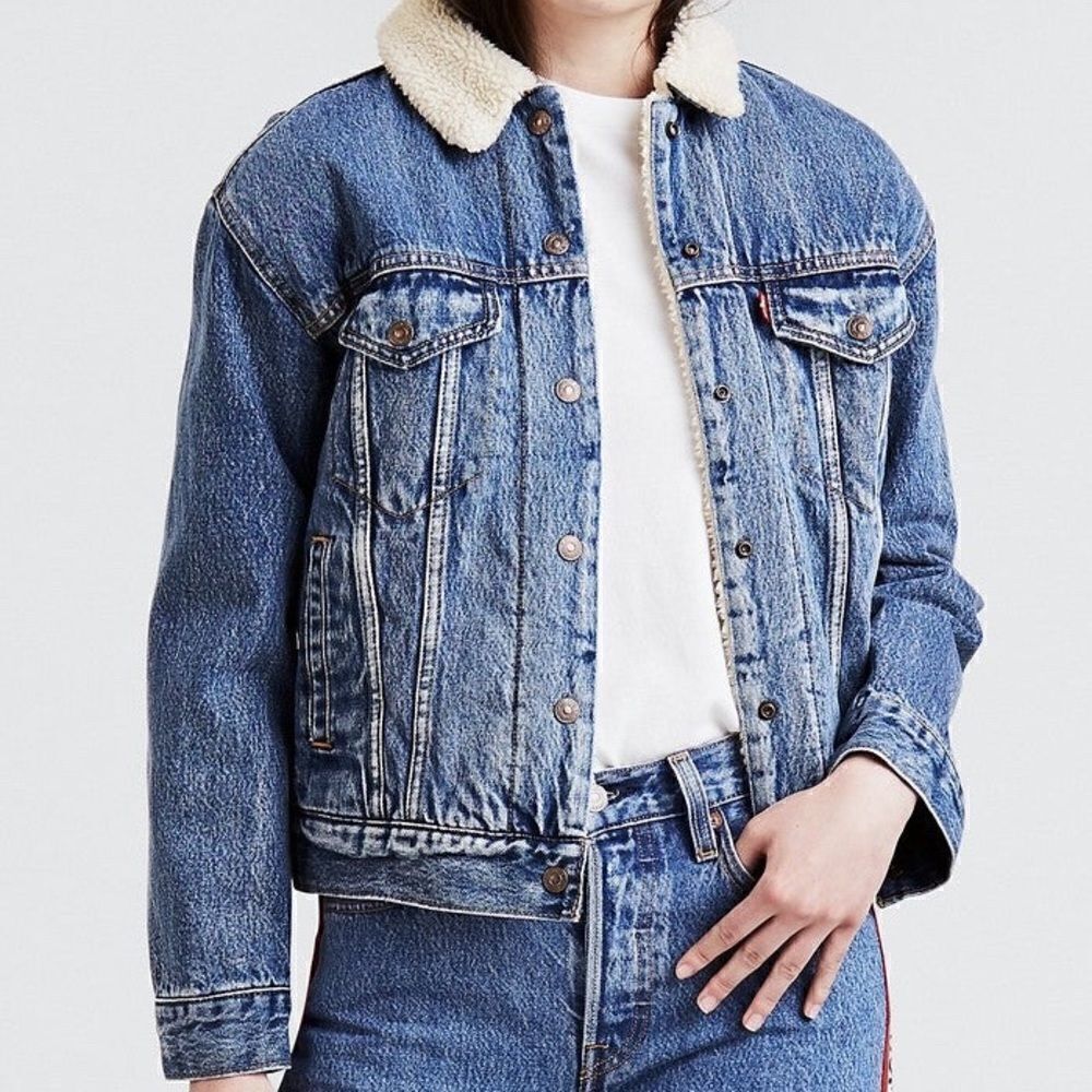 Levi’s Ex Boyfriend Sherpa Lined Trucker Denim Jacket Aritzia Womens S